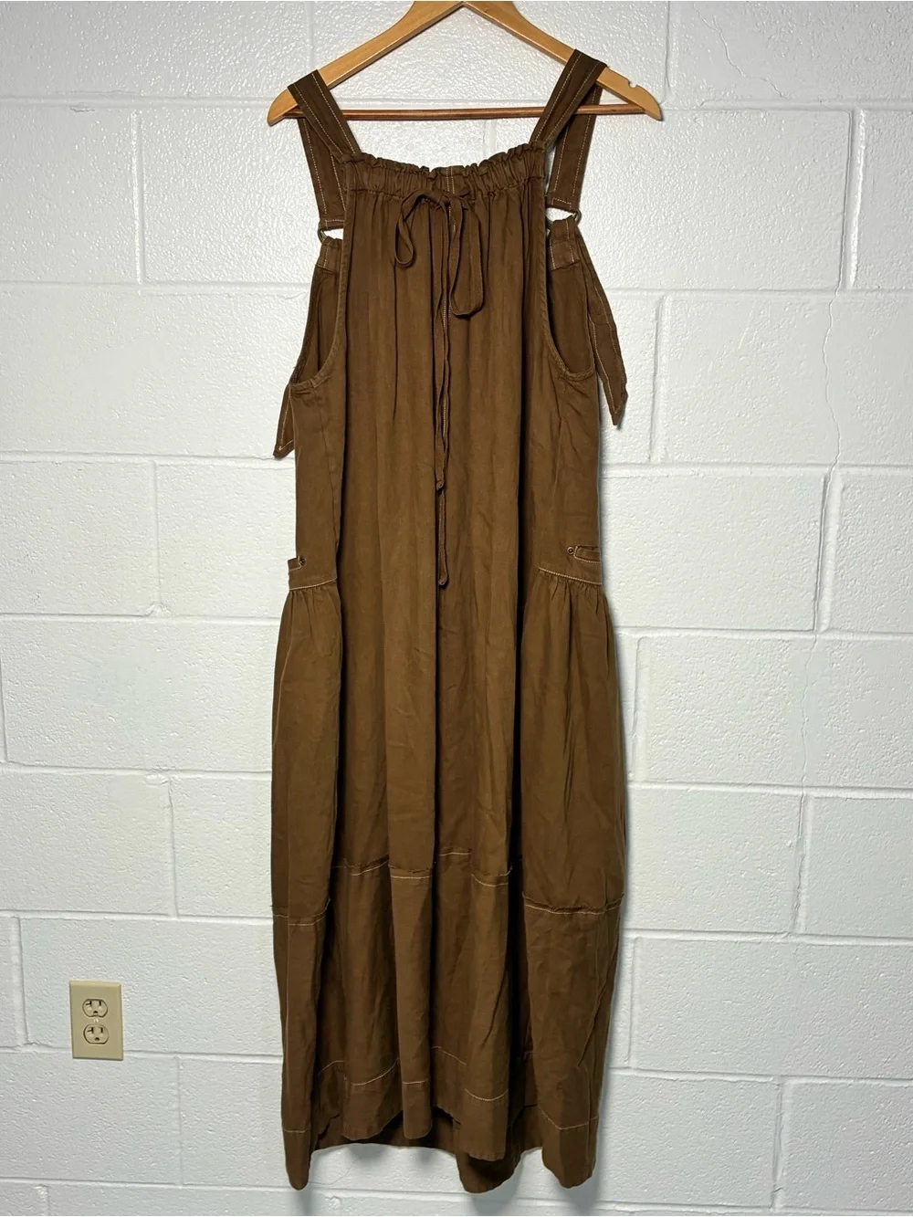 Free People Machu Barrel Overall Dress Brown Hard to Find